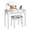 2-in-1 Vanity Table and Writing Desk with Mirror Storage and Stool Space Saving Design
